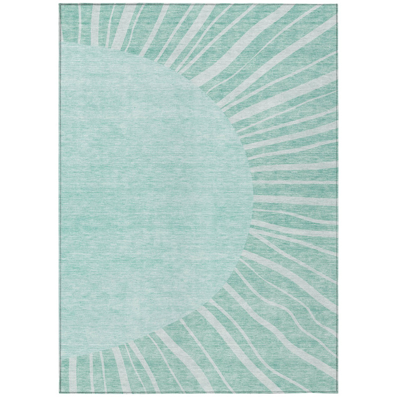 Tapis d'extérieur lavable abstrait bleu sarcelle 3 pi x 5 pi bleu turquoise et vert menthe