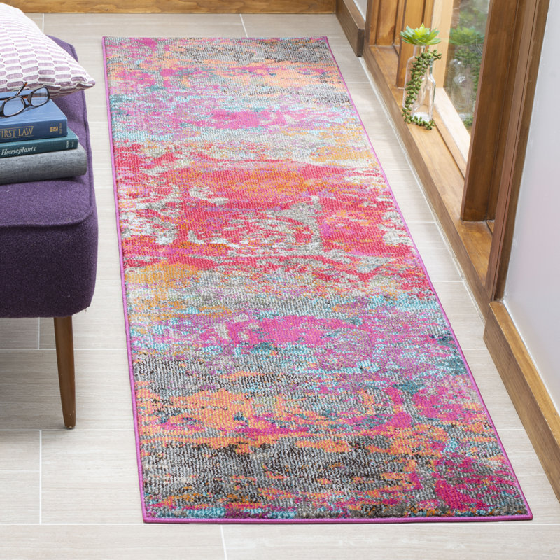 Hertzler Southwestern Fuchsia/Blue Area Rug, Runner 2'2" x 8'