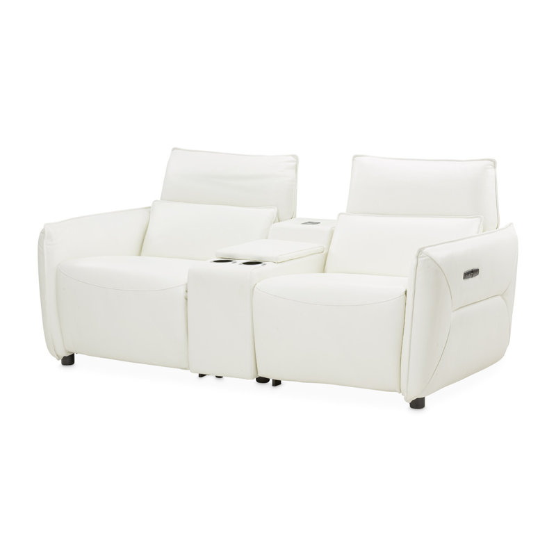 Mia Bella 78'' Recessed Arm Reclining Loveseat, White