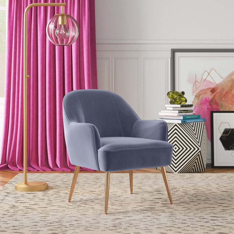 Fauteuil en velours de 26 po Alaiya, Velours gris velours