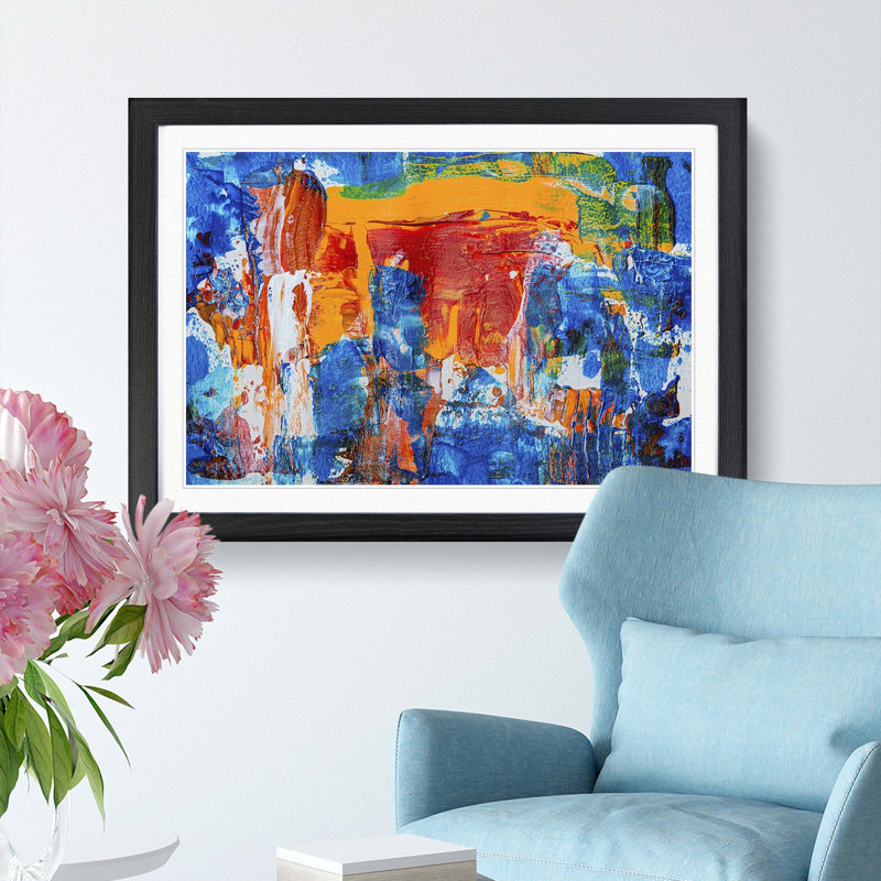 Abstract Art Painting Vol.451 by S.Johnson - Picture Frame Painting Print on MDF, 62cm H x 87cm W x 2cm D, Black Framed