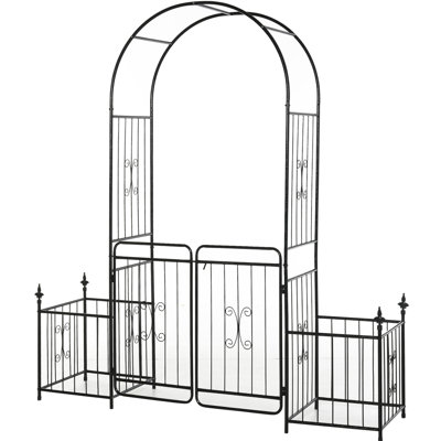86" Garden Arch Gate, Metal, Trellis For Wedding, Locking, Planter , Climb Plants 86.5" H Arch, Climb,