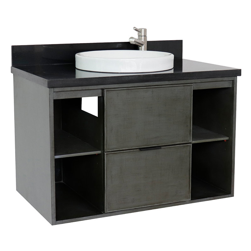 37'' Single Bathroom Vanity with Top, Black Galaxy