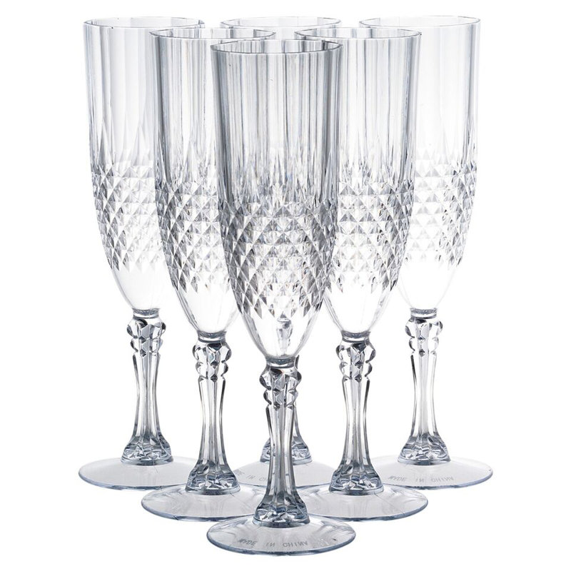 Anthea 200ml Reusable Plastic Champagne Glasses Set