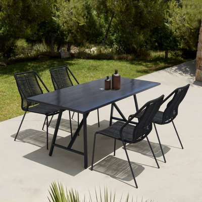 Ensemble de salle à manger rectangulaire pour 4 personnes 32 po de long avec coussins