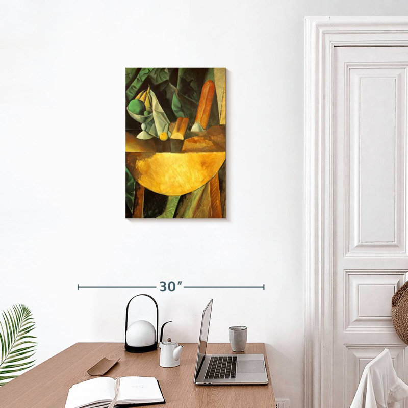 Avery pain et plat de fruits sur une table, H 24 po x l 16 po