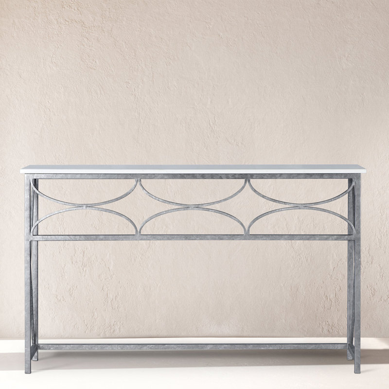 Diamond Console Table, Carrera Marble, Royal Silver