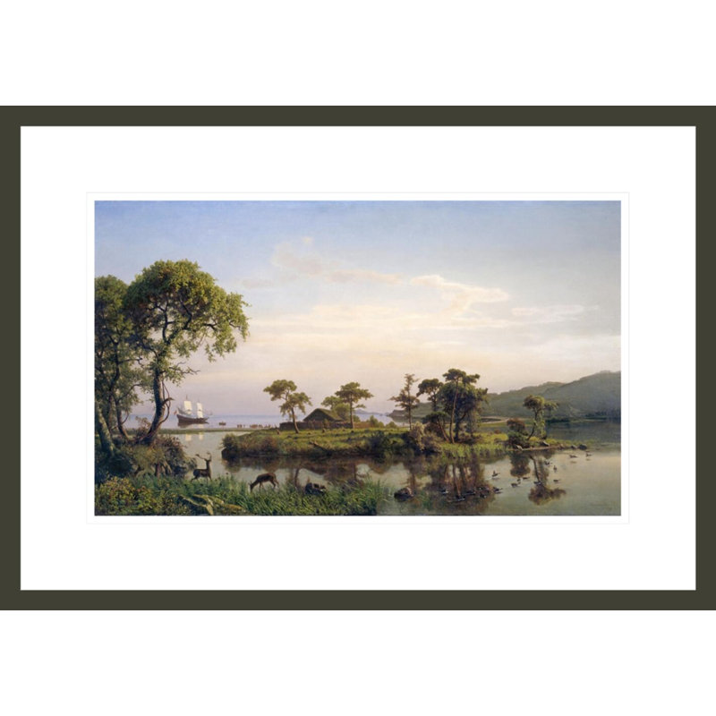 «Bartholomew Gosnold at Cuttyhunk 1858» par Albert Bierstadt, impression giclée encadrée, H 15,34 po x l 21,75 po