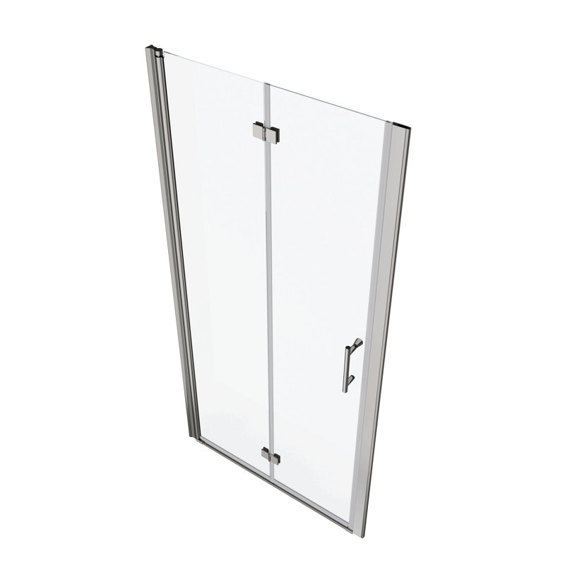 Ajustement, porte de douche pivotante universelle, ouverte à l'extérieur, avec verre trempé de 1/4 po, Chrome chrome