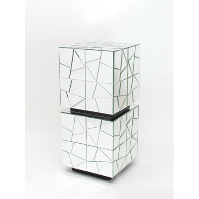 Vanessa Mirrored Glass Top End Table Set
