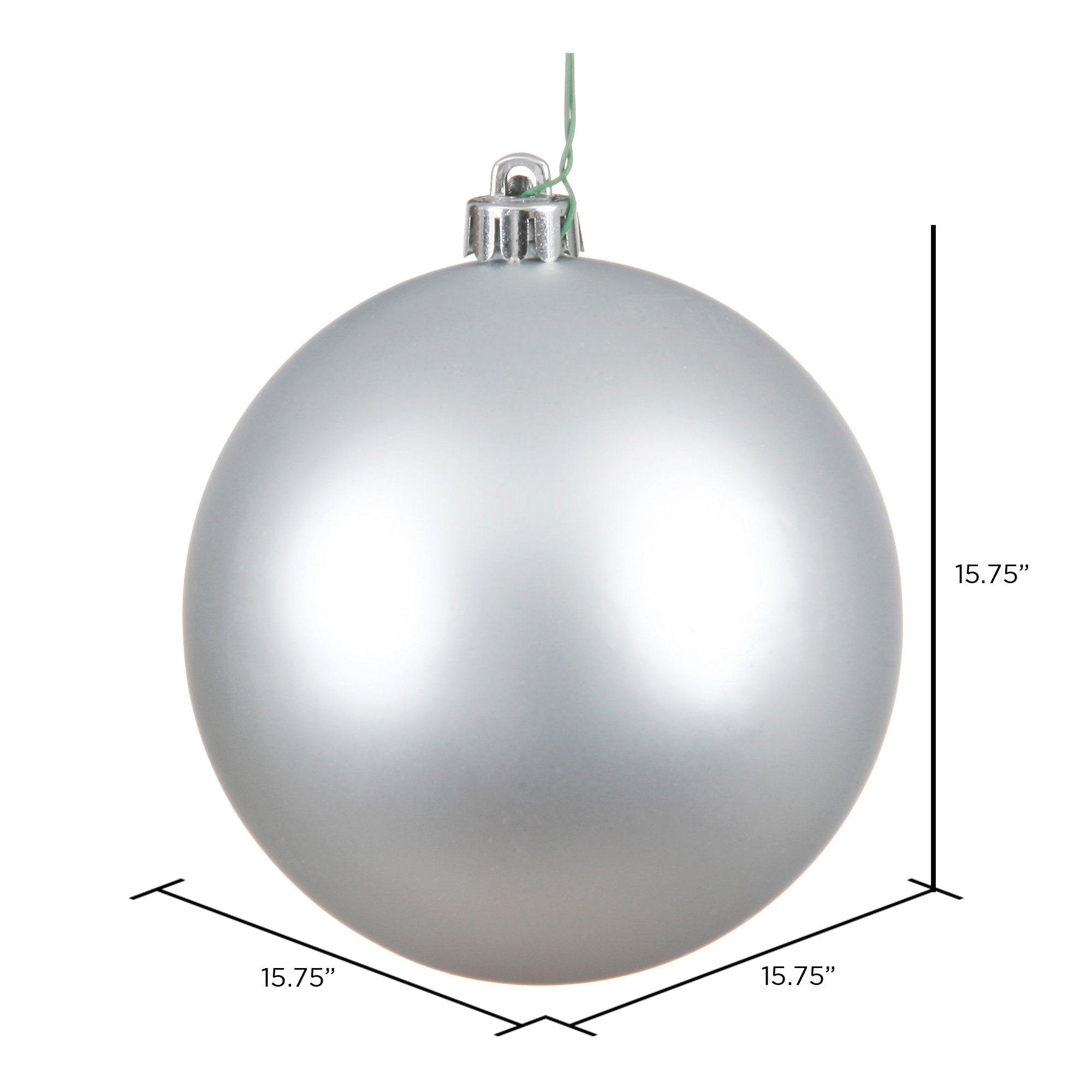 Holiday Décor Ball Ornament, Silver, 15.75" H x 15.75" W x 15.75" D
