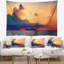 Tapisserie panorama à coucher de soleil sur mer avec accessoires suspendus en polyester seascape coucher de soleil sur mer inclus-28508096