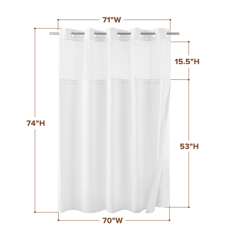 Rideau de douche sans crochet avec doublure Snap-In, Blanc