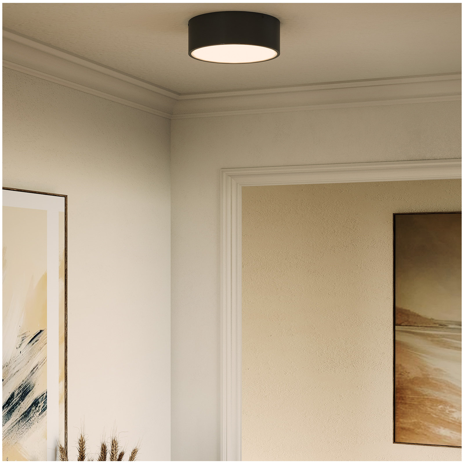 Mossy 2-Light Drum Flush Mount , Matte Black