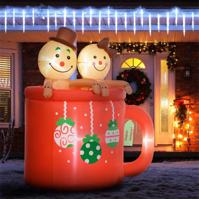 Décoration de Noël gonflable en forme de tasse de cacao avec lumières DEL - Décoration de Noël intérieure / extérieure
