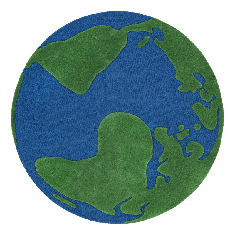 Unique Loom Earth Playtime Kids Wool Rug, Round 5'1"
