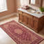 Tapis Halloway traditionnel à médaillon, style persan, bordeaux, cuivre, vert, crème, rose, lavable à la machine, antidérapant, à poils courts, pour l'intérieur et l'extérieur, adapté aux animaux domestiques, idéal pour le salon, la chambre, la salle à manger, l'entrée, le couloir ou le bureau.-1128129424