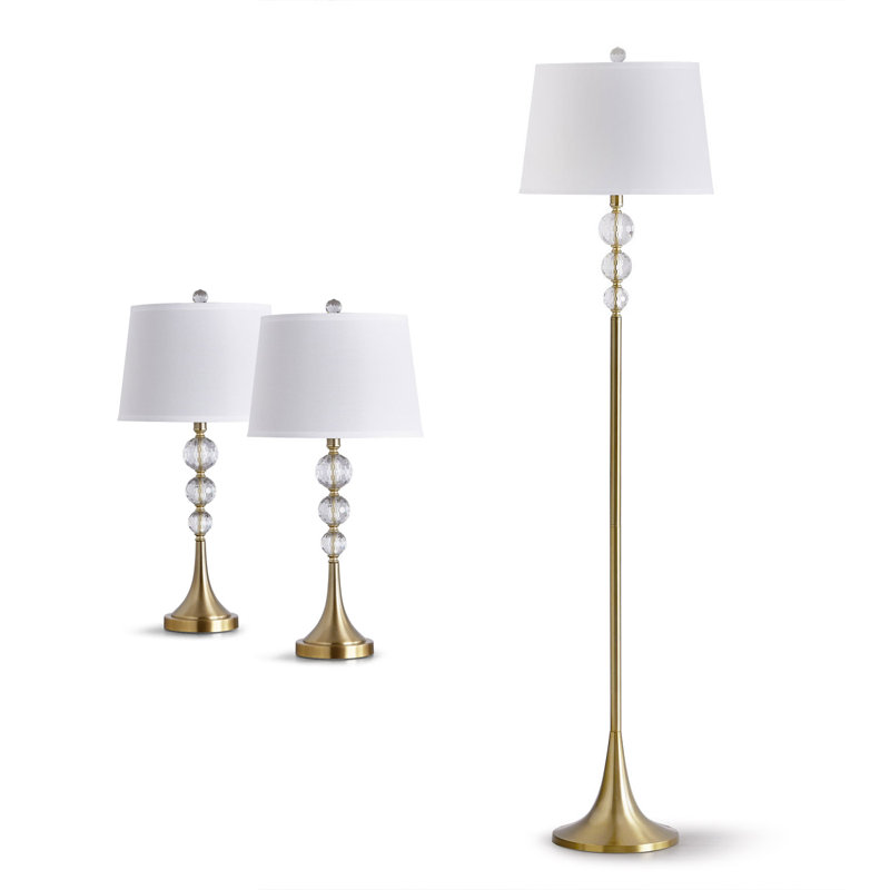 Bernaldo 61'' Traditional Floor & Table Lamp Set, Antique Brass