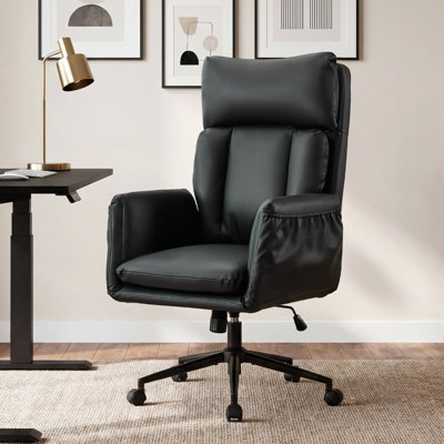 High-Back Criss Cross Chair With Armrest, Height Adjustable Swivel Ergonomic Executive Chair With Back Support And Side Pockets