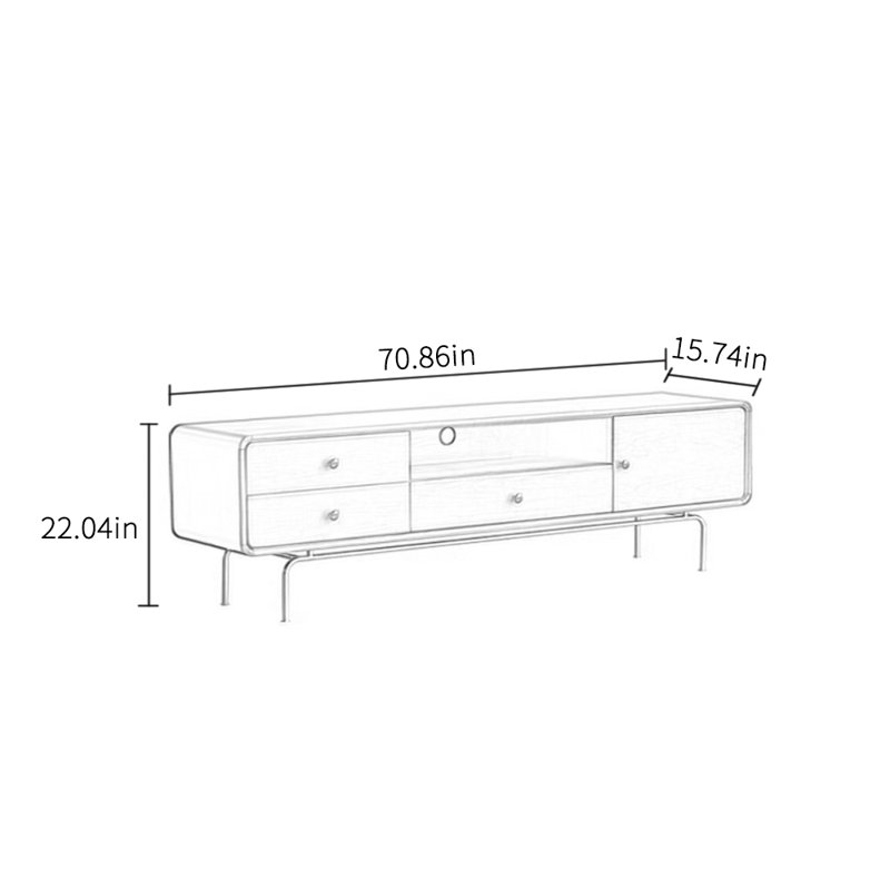 Japanese style retro solid wood TV cabinet, 22.04"H x 70.86"W x 15.74"D