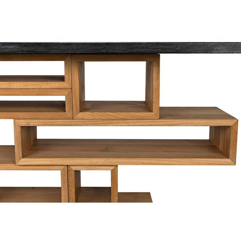 Balin 68'' Walnut Console Table with Black Marble Top
