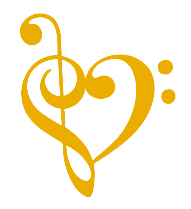 Décalcomanie murale coeur musical, H 48 po x l 40 po x P 0,01 po, Jaune signalisation