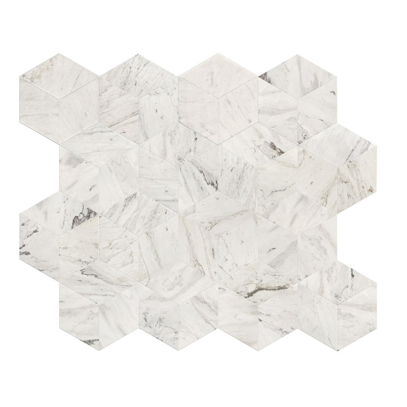 Tuile de marbre hexagonal, marbre blanc