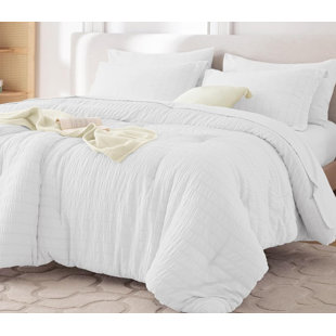 Seersucker 7 Piece Queen Bed in a Bag, All Season Luxury Comforter Bedding Set with Sheets & Shams
