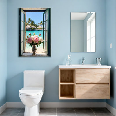 Paysage et nature, plage tropicale avec fleurs dans un vase
