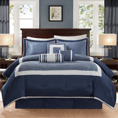 7 Piece Comforter Set Navy King