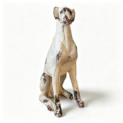Distressed Sitting Greyhound Dog Sculpture Home Accent Decor