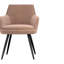 Chaise d'appoint rembourrée de style Mid-Century brun avec 2 pieds en métal noir et dossier en forme de canal pour le salon