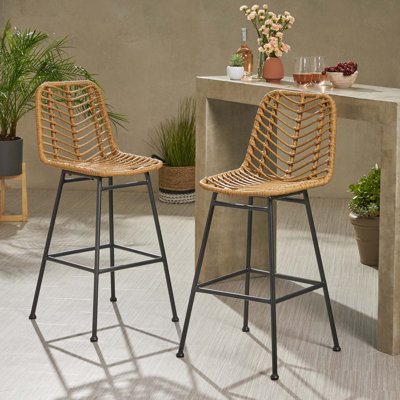 Tabourets de bar d'extérieur en osier Sawtelle (ensemble de 2)