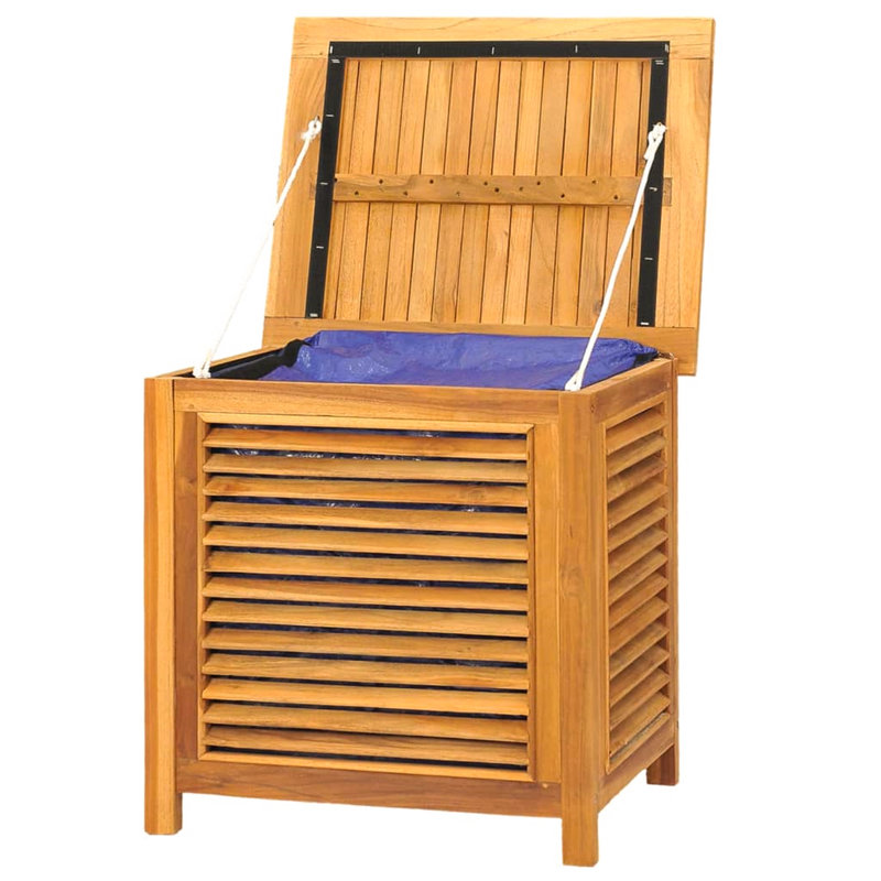 Rosalind Wheeler Cutaio 60cm W 97L Water Resistant Teak Solid Wood Deck Box in Brown