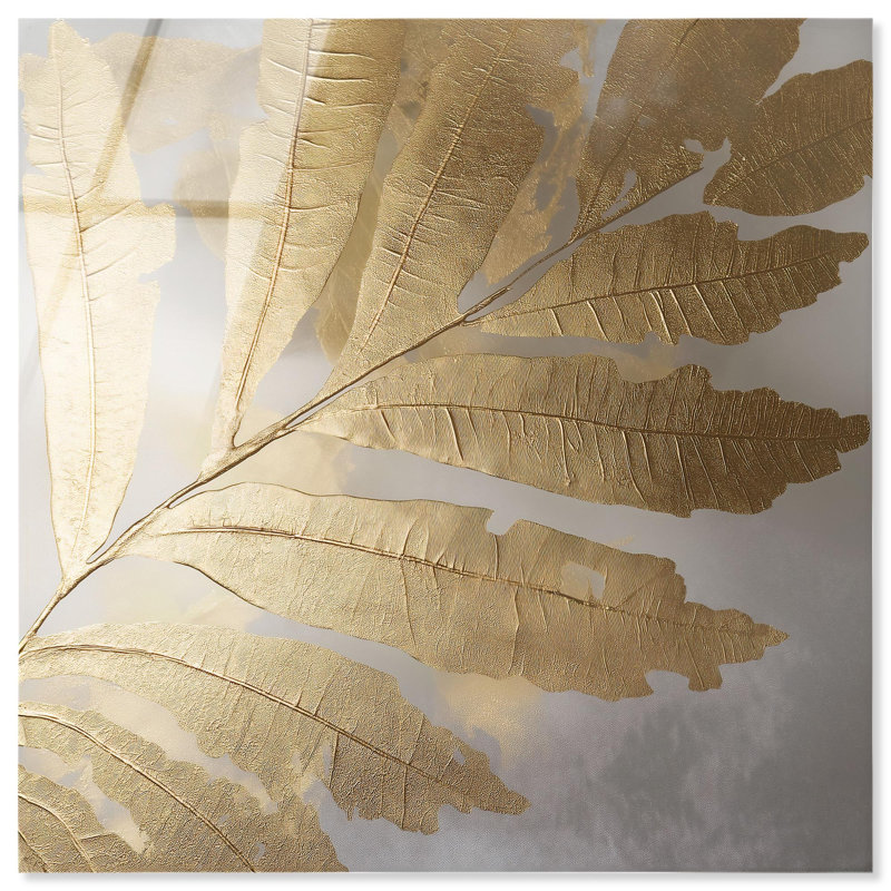 Toile dorée (I) acrylique, art naturel élégant par Art Remedy, prête à être accrochée, H 16 po x l 16 po