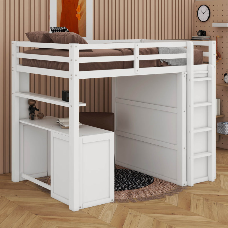 Harriet Bee Full Loft Bed With Desk,Drawers And Wardrobe - Wayfair Canada