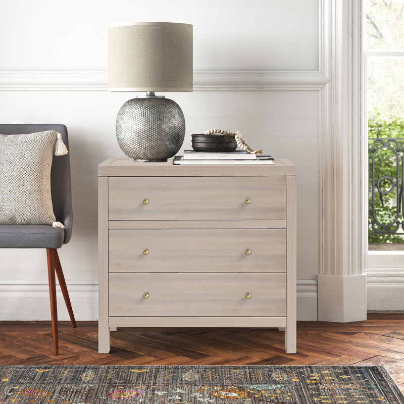 Celine 34" 3-Drawer Nightstand, Antique Taupe