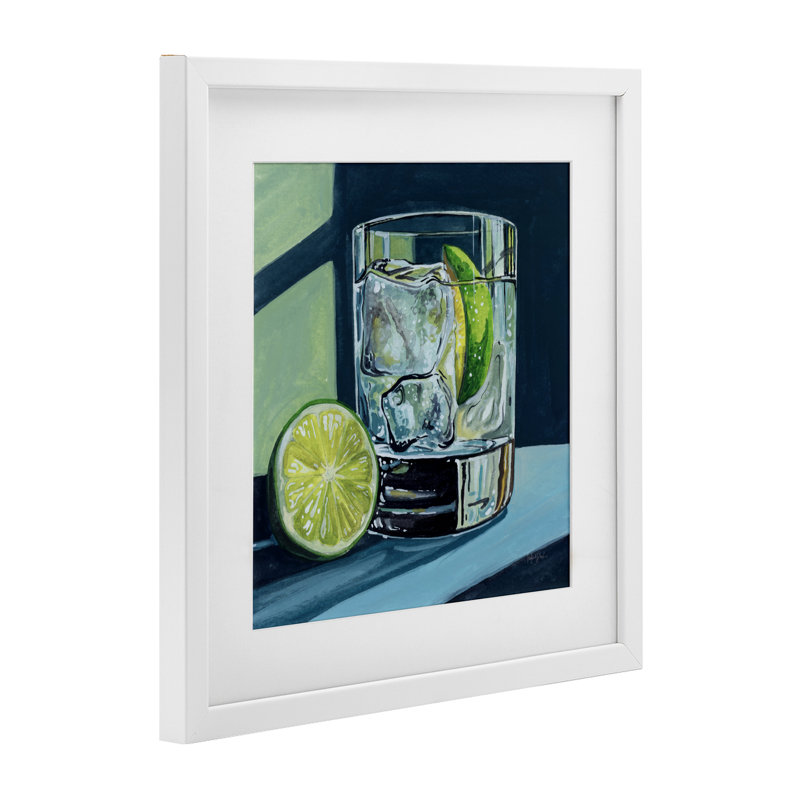 «Lime & Gin Tonic Cocktail», impression par Kate Jarvik Birch, Cadre blanc côtier, H 13 po x l 13 po