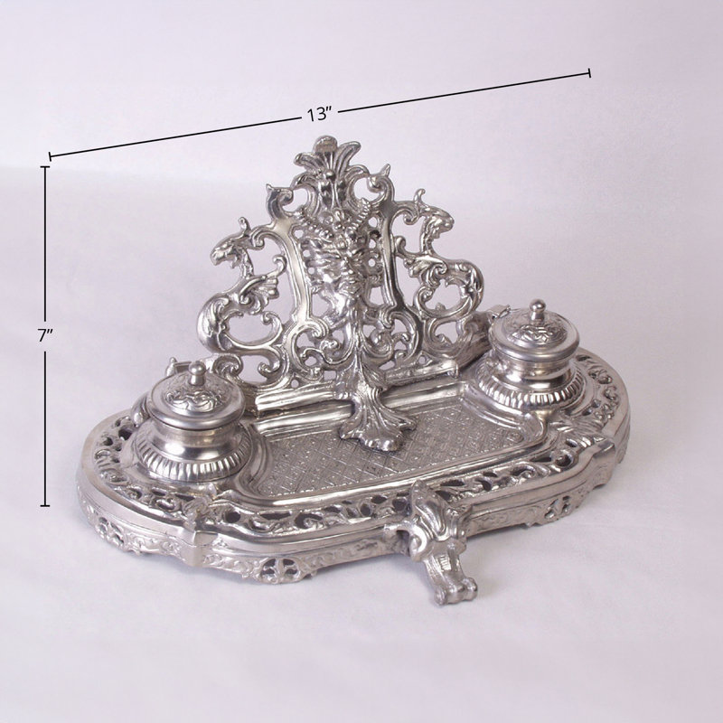 Encrier décoratif double Estabrook, Argent