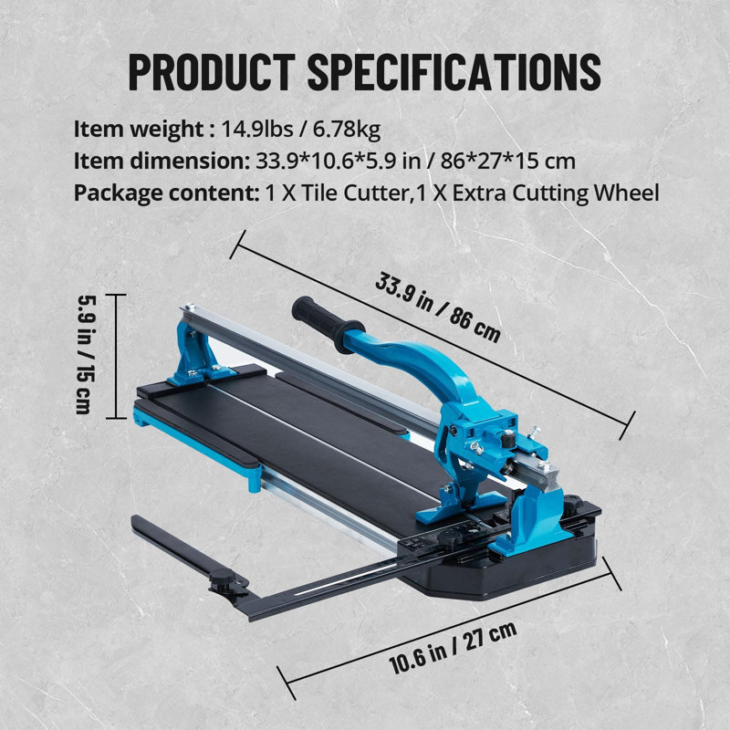 32" Heavy Duty Manual Tile Cutter – Aluminum Alloy Monorail with Tungsten Carbide Wheel, Laser Guide & Anti-Skid Feet – For Ceramic & Porcelain Tile Cutting