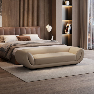  Banc de chambre rembourré en cuir beige avec banc d'entrée