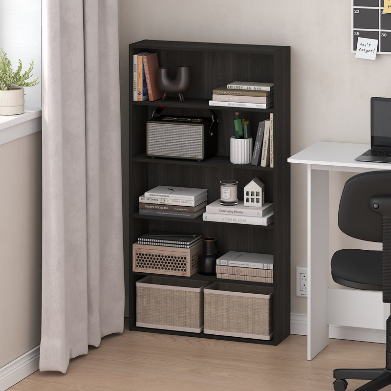 5-Tier Open Shelf Bookcase, Bookshelf, Storage Organizer, 7 x 17 x 44, Espresso, (5 Shelves) 43.66"H x 16.61"W x 7.28"D
