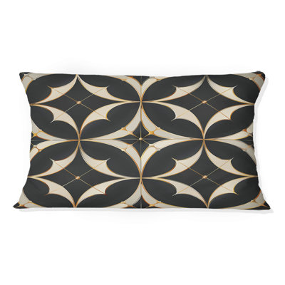 Coussin lombaire doré à carreaux noirs I