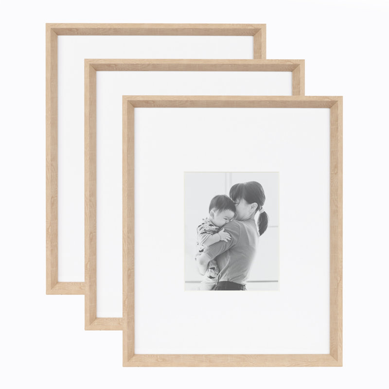 Baislee Matte Picture Frame - Set of 3 with Mat, Natural