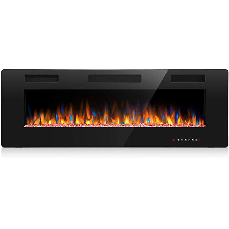 Braegger Recessed & Wall Mounted Electric Fireplace, Remote Control w/ Timer, Adjustable Flame Color & Speed