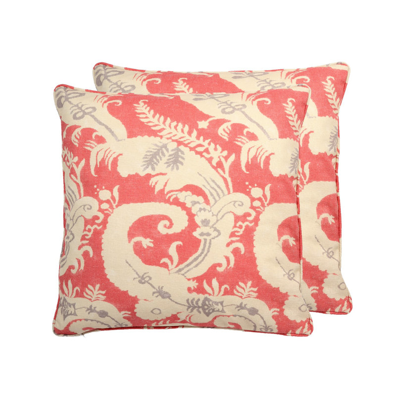 Vienna Floral Linen Pillow Cover, Red