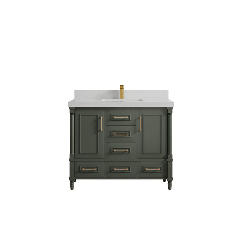Aberdeen 42'' Single Bathroom Vanity with Top, Carrara Quartz