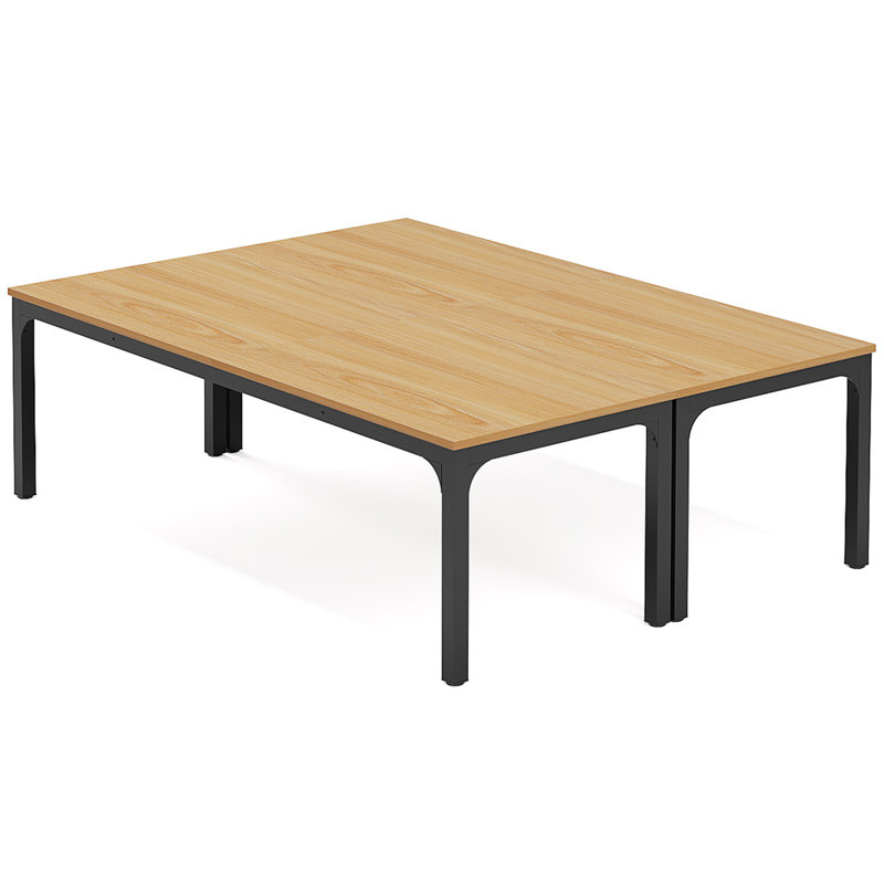 Lamekia Metal Base Dining Table, Light Brown, Black