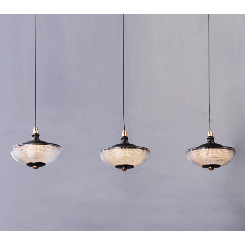 Luminaire suspendu linéaire pour îlot de cuisine 3 lumières Chris