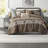 -piece Stripe Herringbone Bedding Sets, Polyester Comforter With Throw Pillows, Modern Brown Full/queen